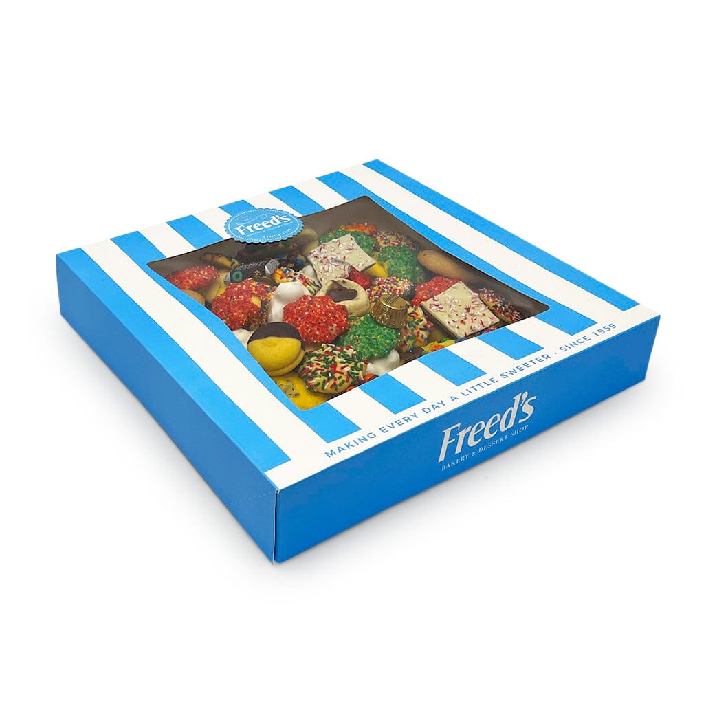 Classic Blue Cookie Gift Box Seasonal Item Freed's Bakery 14" Box - 3 Pounds (72-96 Cookies) Christmas Don't Add Printed Image Cookie