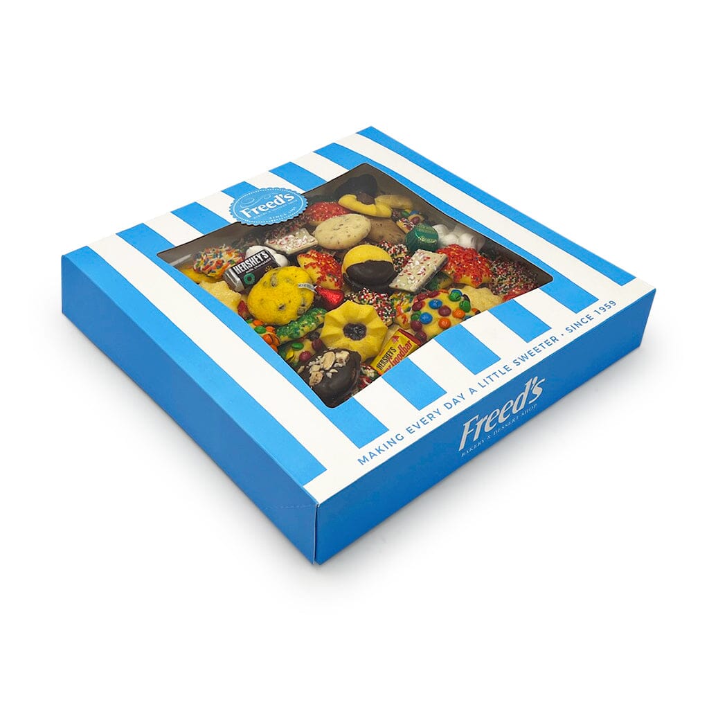 Classic Blue Cookie Gift Box Seasonal Item Freed's Bakery 14" Box - 4 Pounds (96-128 Cookies) Christmas Don't Add Printed Image Cookie