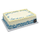 Blue Confetti Birthday Cake Theme Cake Freed's Bakery 1/4 Sheet (Serves 20-25) Vanilla Cake w/ Bavarian Cream