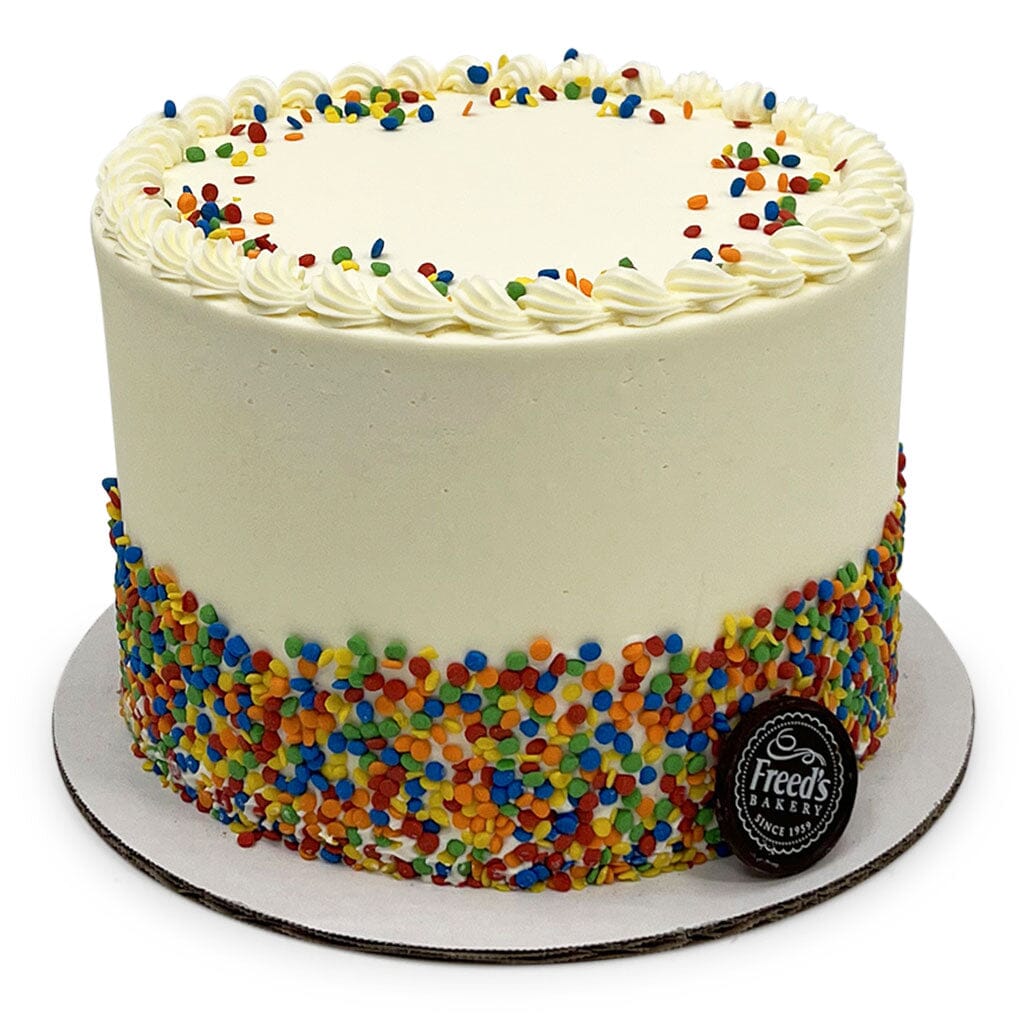 Confetti Colors Birthday Cake Theme Cake Freed's Bakery 7" Round (Serves 8-10) Vanilla Cake w/ Bavarian Cream 