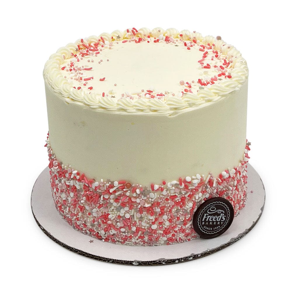 Pink Confetti Birthday Cake Theme Cake Freed's Bakery 7" Round (Serves 8-10) Vanilla Cake w/ Bavarian Cream