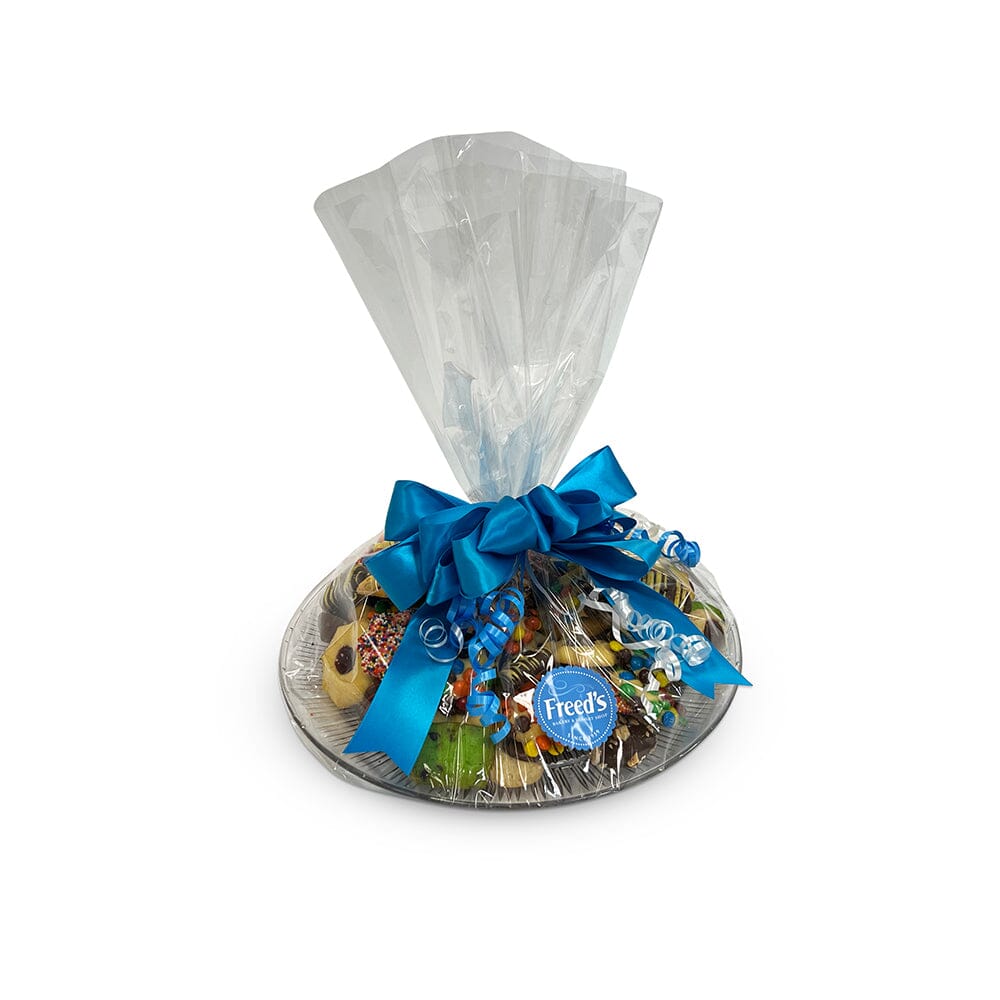 Packaging Options Product Option Freed's Bakery 9" Crystal Plastic Tray Hand-wrapped with Bow