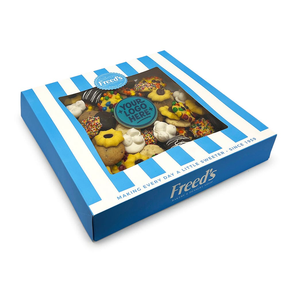 Classic Blue Cookie Gift Box Seasonal Item Freed's Bakery 14" Box - 3 Pounds (72-96 Cookies) Year-Round Bestsellers Add Printed Image Cookie