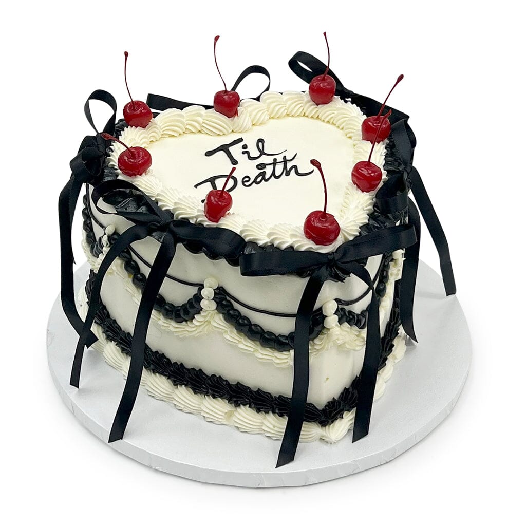 Ribboned Cherry Heart Theme Cake Freed's Bakery