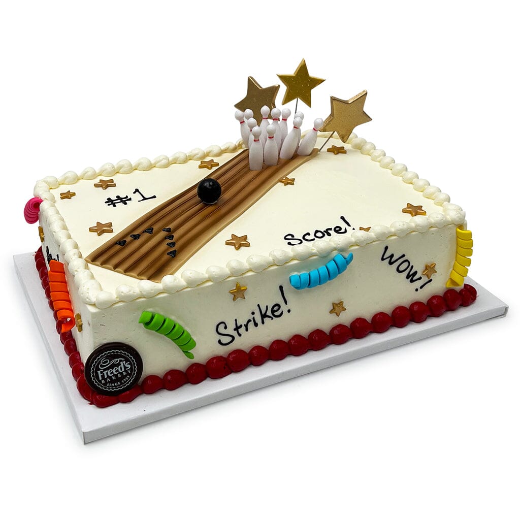 Strike Theme Cake Freed's Bakery 1/4 Sheet (Serves 20-25) Vanilla Cake w/ Bavarian Cream