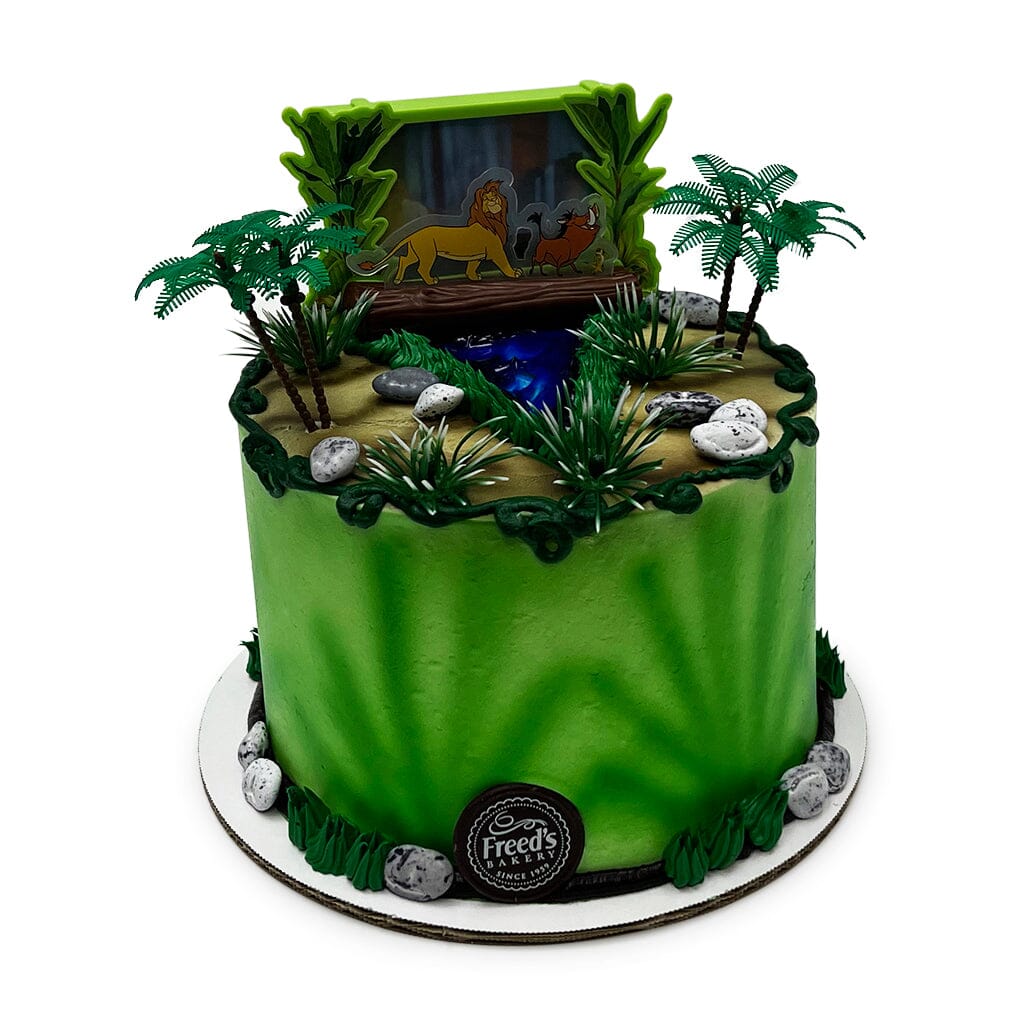 Simba and Friends Theme Cake Freed's Bakery 7" Round (Serves 8-10) Vanilla Cake w/ Bavarian Cream