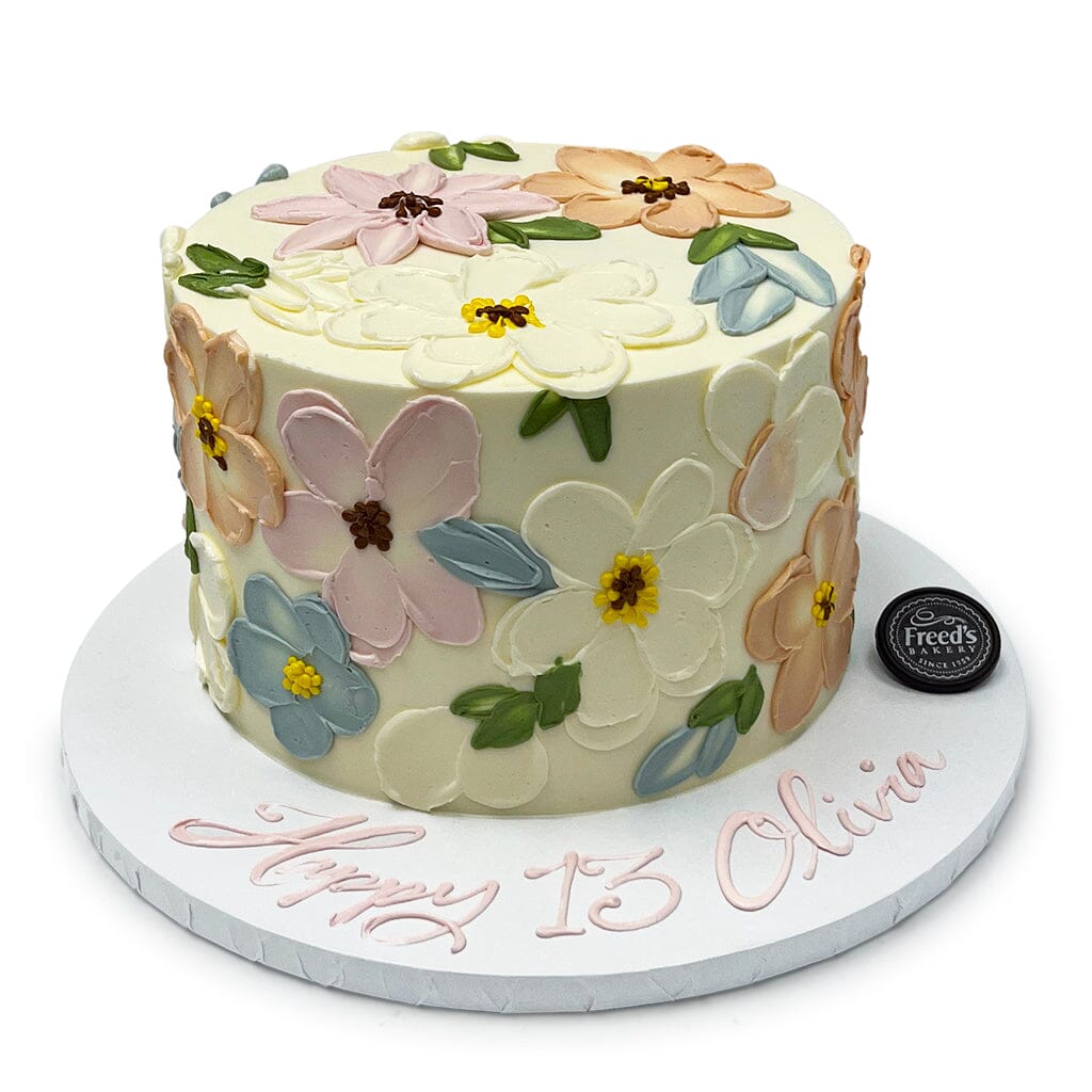 Painted Spring Floral Theme Cake Freed's Bakery