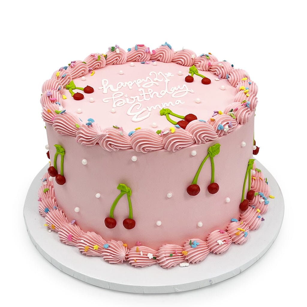 Pink Cherry Dots Theme Cake Freed's Bakery