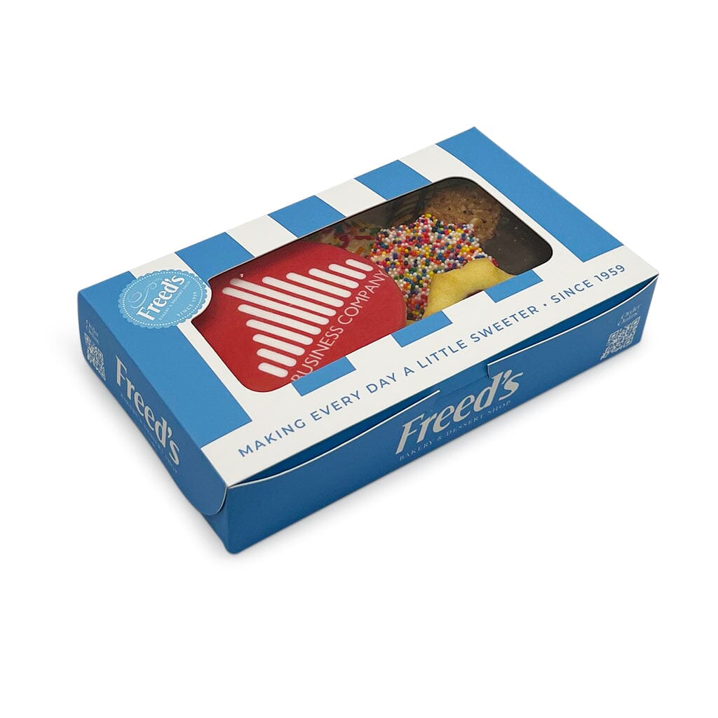 LOGO COOKIE & Half Pound Freed's Box Cookie Assortment Seasonal Item Freed's Bakery