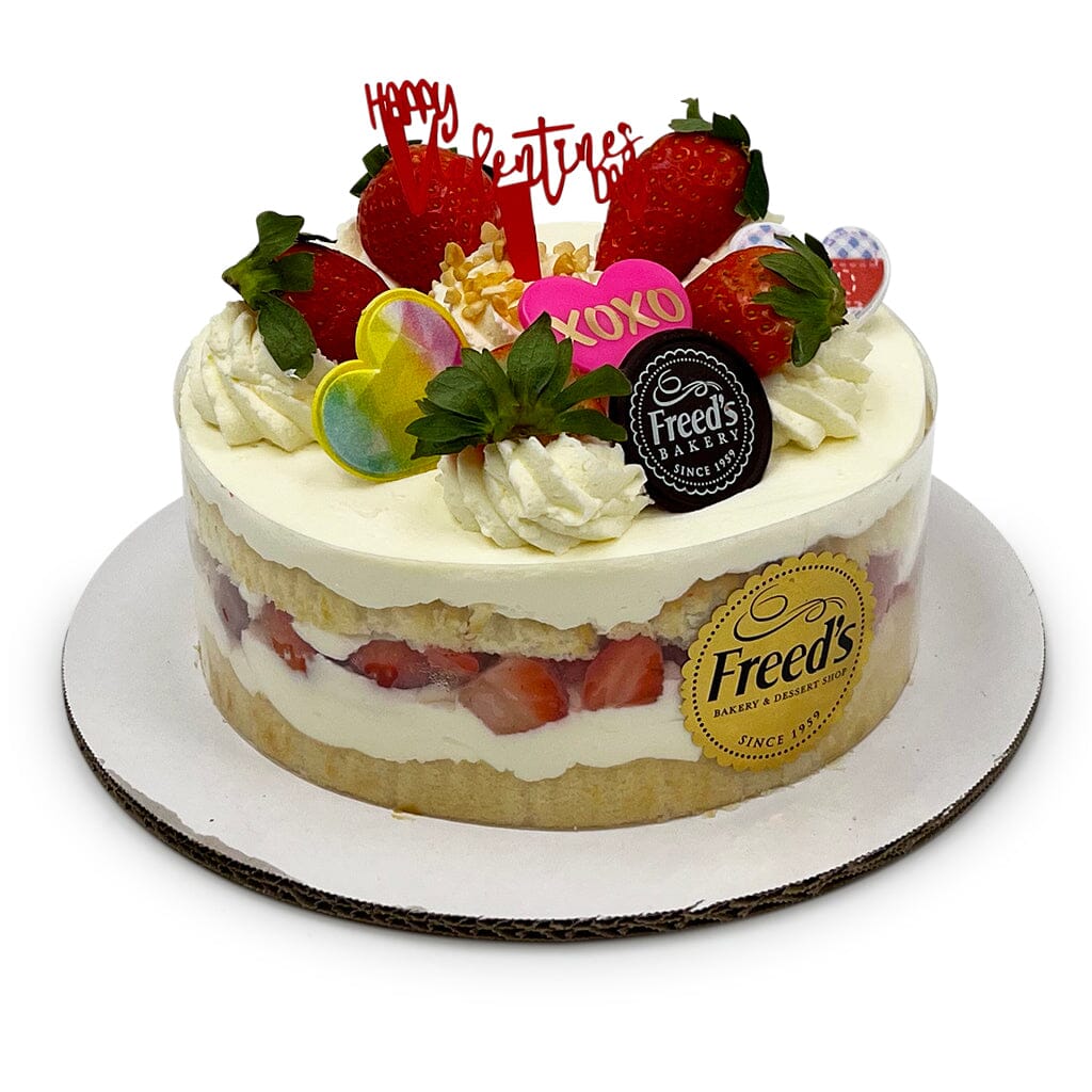 Cozy-Size Valentine's Strawberry Shortcake Dessert Cake Freed's Bakery
