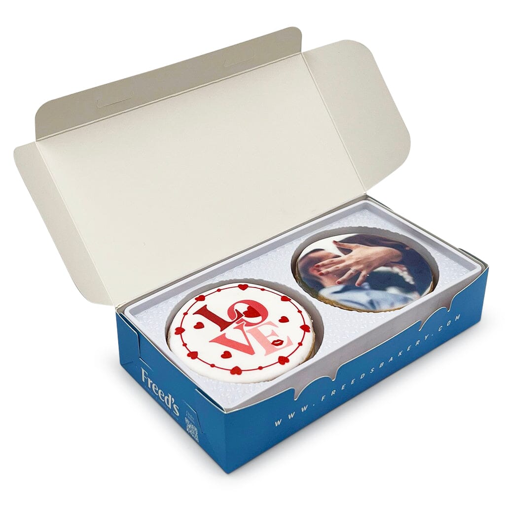 Valentine's Custom Cookie Gift Box Gift Box Freed's Bakery 4 Cookies One Custom Image Love