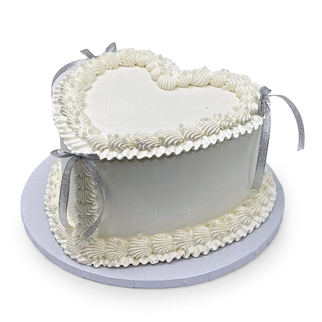 White and Silver Sweetheart Theme Cake Freed's Bakery
