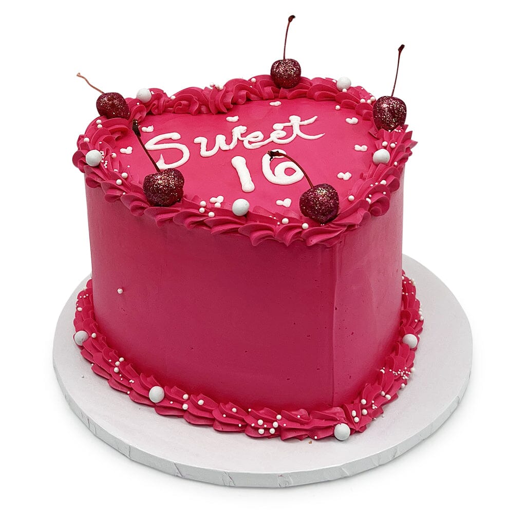 Sparkling Cherry Heart Theme Cake Freed's Bakery