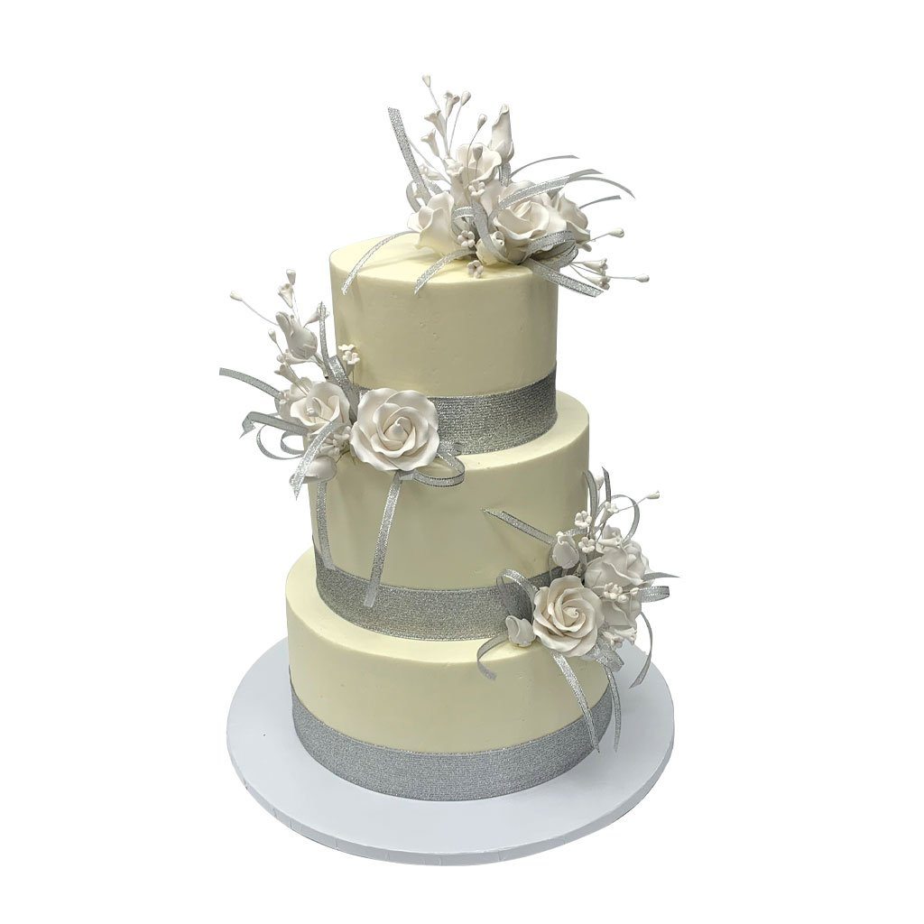 Bands of Silver Wedding Cake Wedding Cake Freed's Bakery