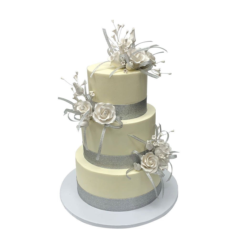 Bands of Silver Wedding Cake Wedding Cake Freed's Bakery 