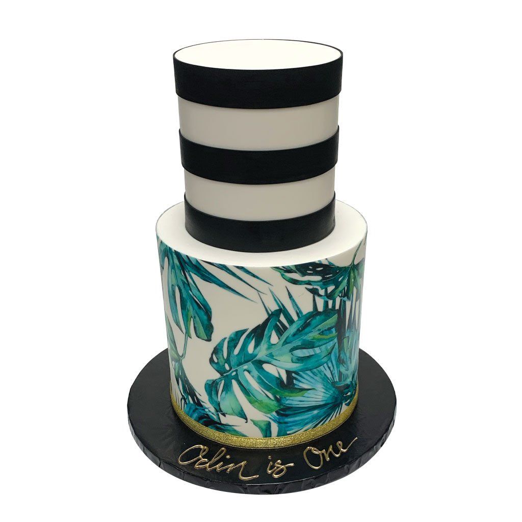 Striped Fronds Birthday Cake Theme Cake Freed's Bakery