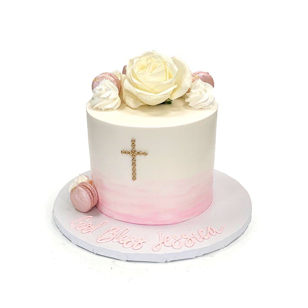 Blush Cross Theme Cake Freed's Bakery