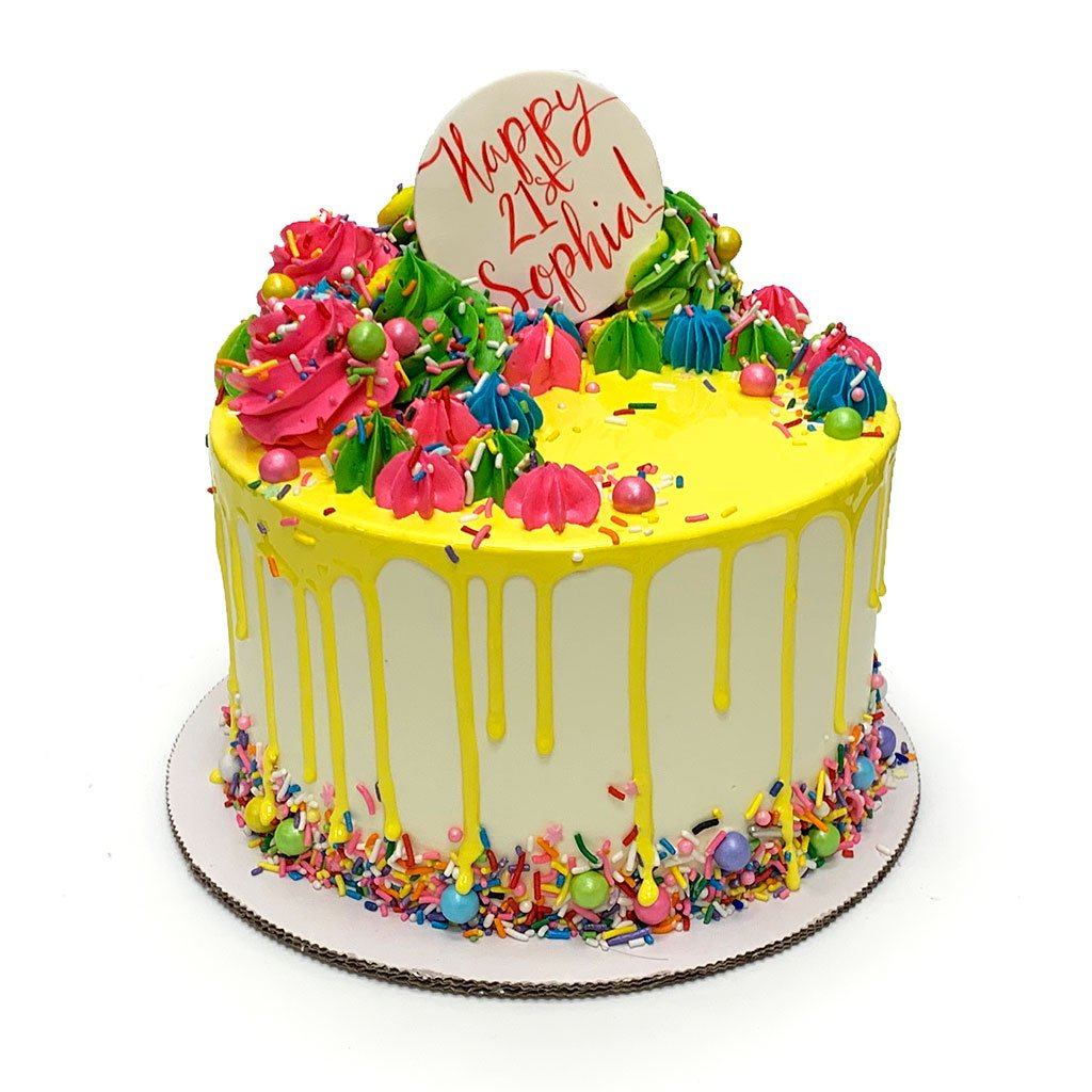 Neon Rainbow Pour Theme Cake Freed's Bakery