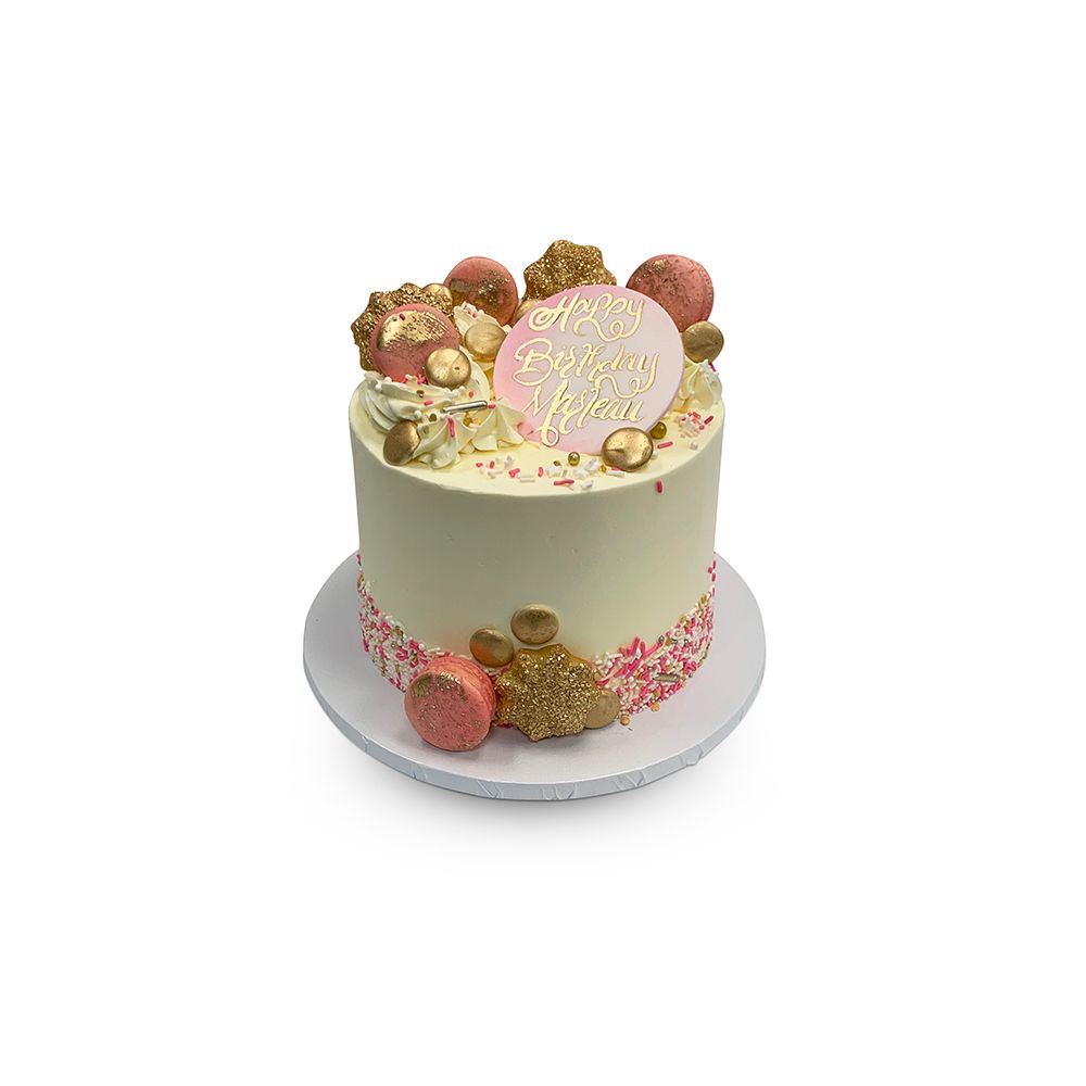 Blushing Gold Macaron Theme Cake Freed's Bakery
