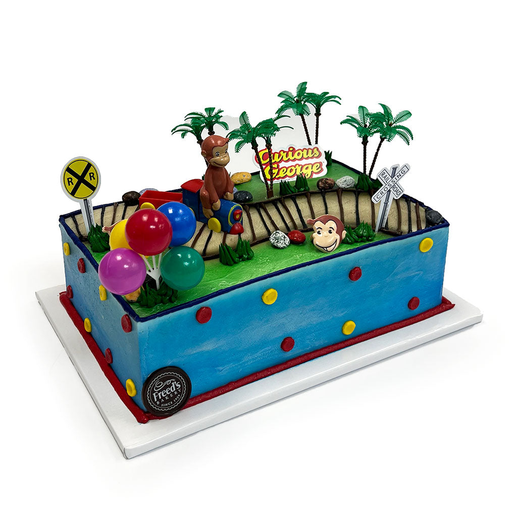 Curious Monkey Train Theme Cake Freed's Bakery