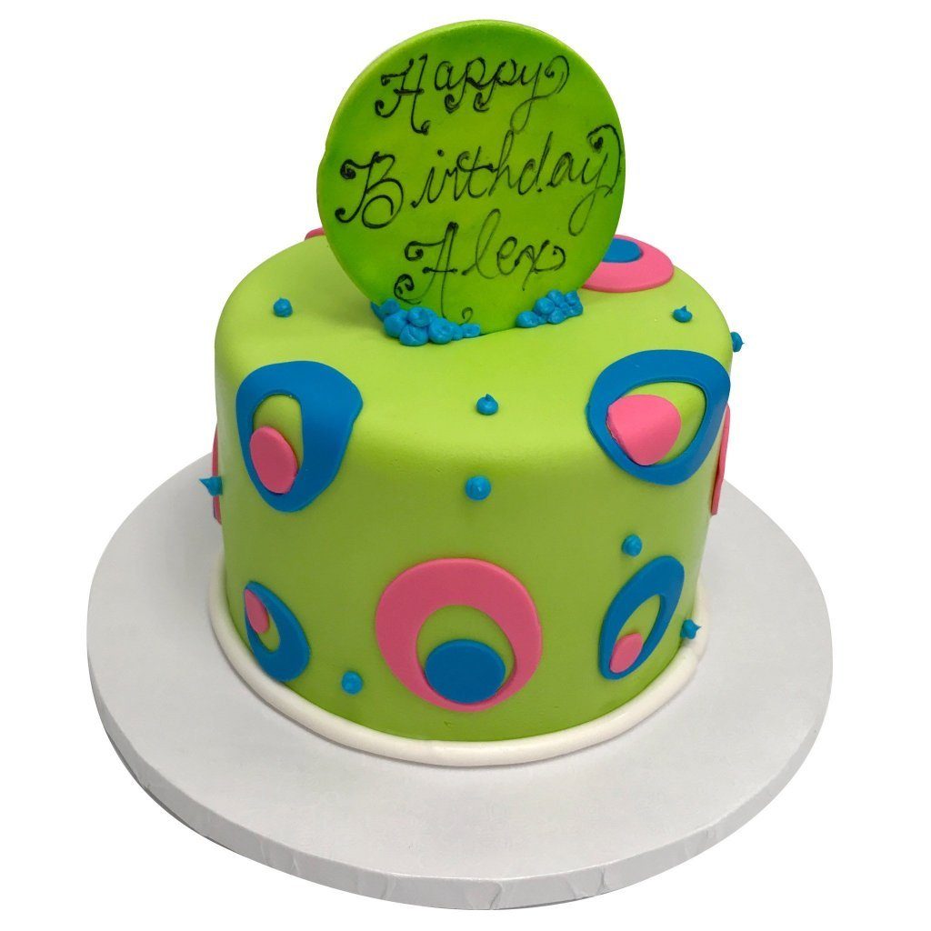 Dots of Neon Theme Cake Freed's Bakery