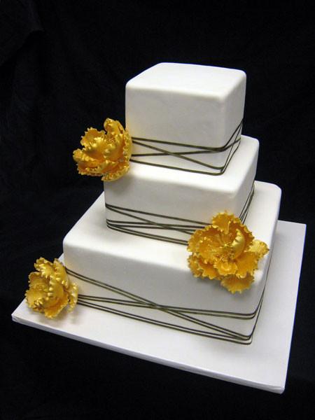 Golden Peonies Wedding Cake Freed's Bakery