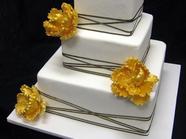 Golden Peonies Wedding Cake Freed's Bakery 