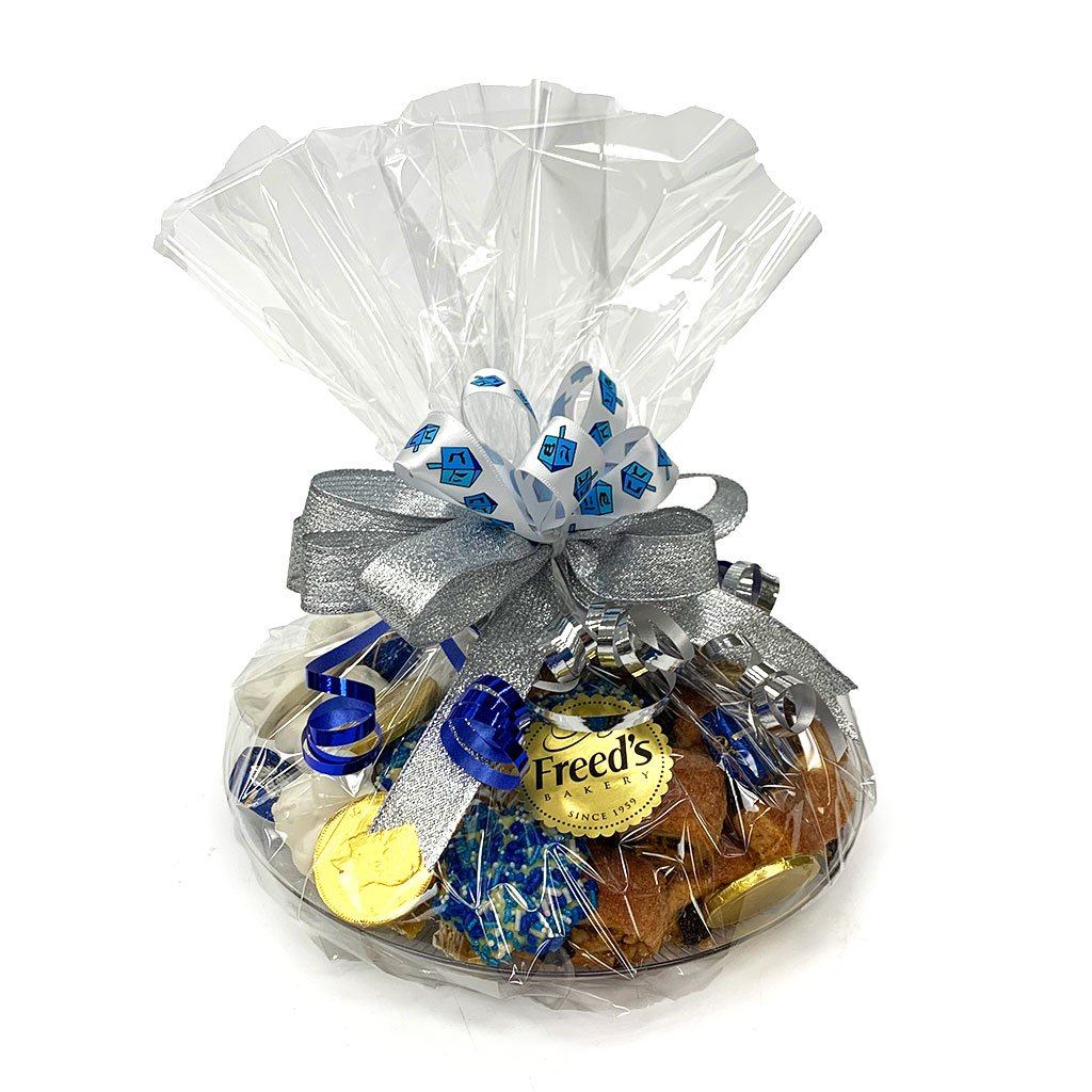 Hanukkah Cookie Tray (Hand Wrapped w/ Bow) Holiday Item Freed's Bakery