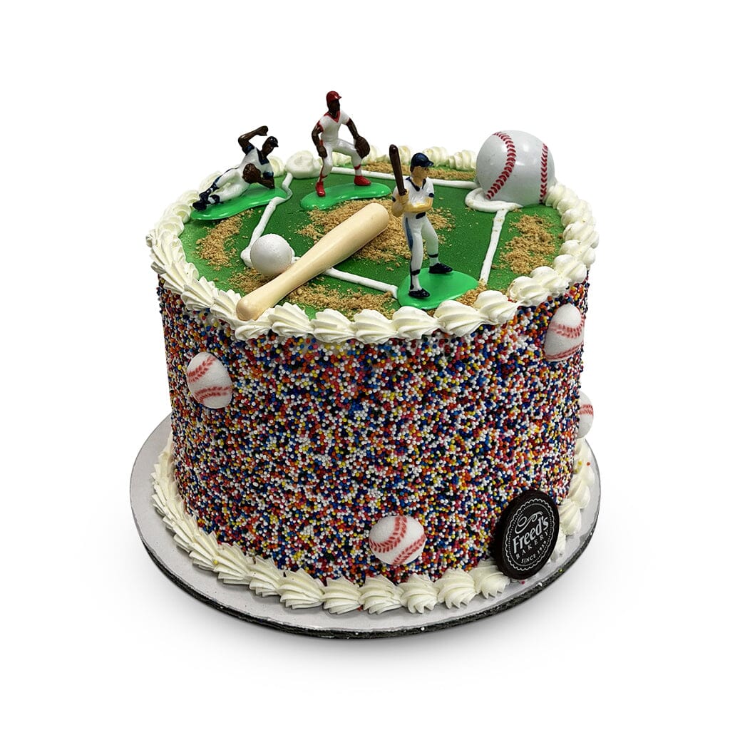 Batter Up Theme Cake Freed's Bakery 7" Round (Serves 8-10) Vanilla Cake w/ Bavarian Cream