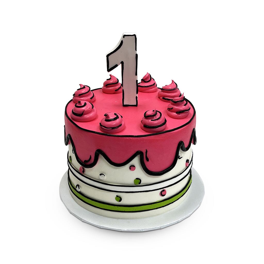 Pink Comic Icing Cake Theme Cake Freed's Bakery
