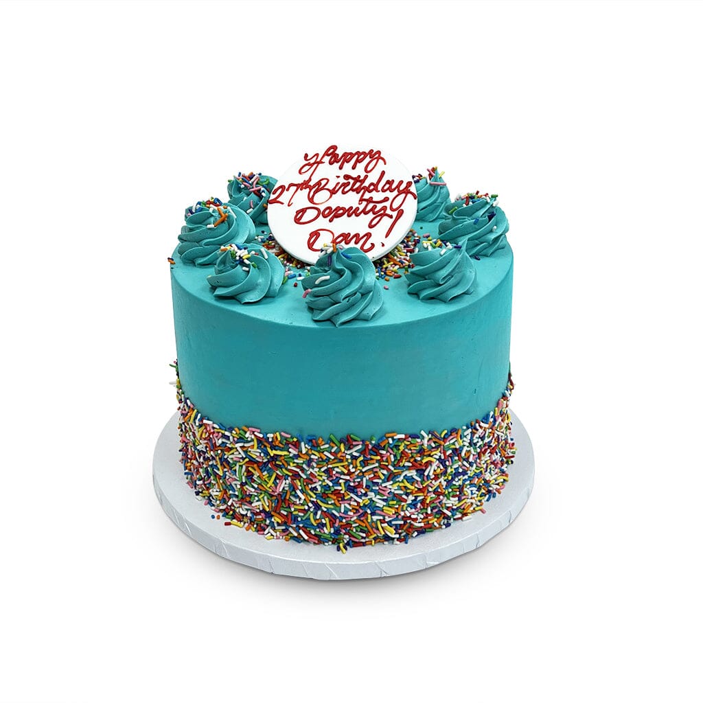 Blue Sprinkle Perfection Theme Cake Freed's Bakery