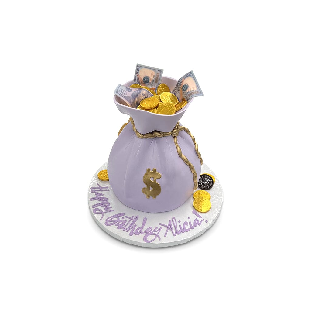 Purple Money Bags Theme Cake Freed's Bakery 