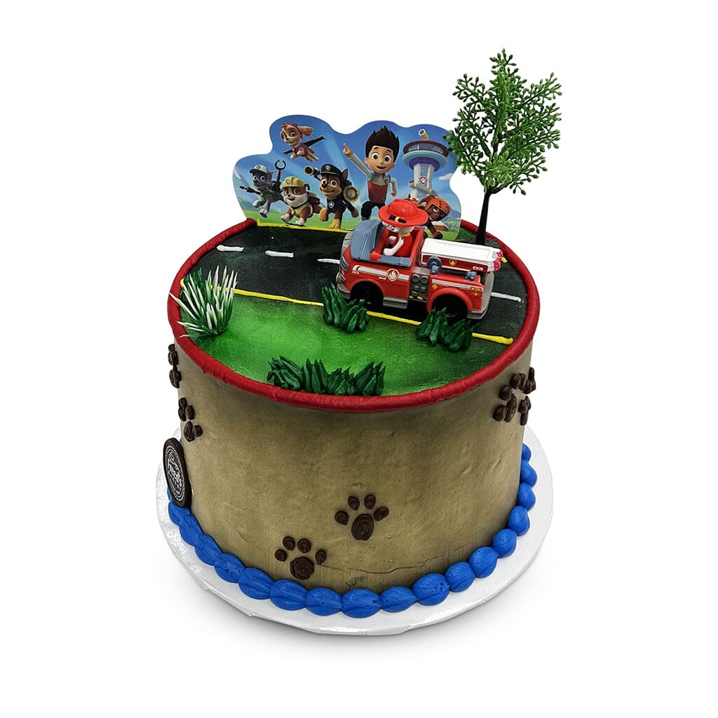 Paw Prints on Patrol Theme Cake Freed's Bakery 7" Round (Serves 8-10) Vanilla Cake w/ Bavarian Cream