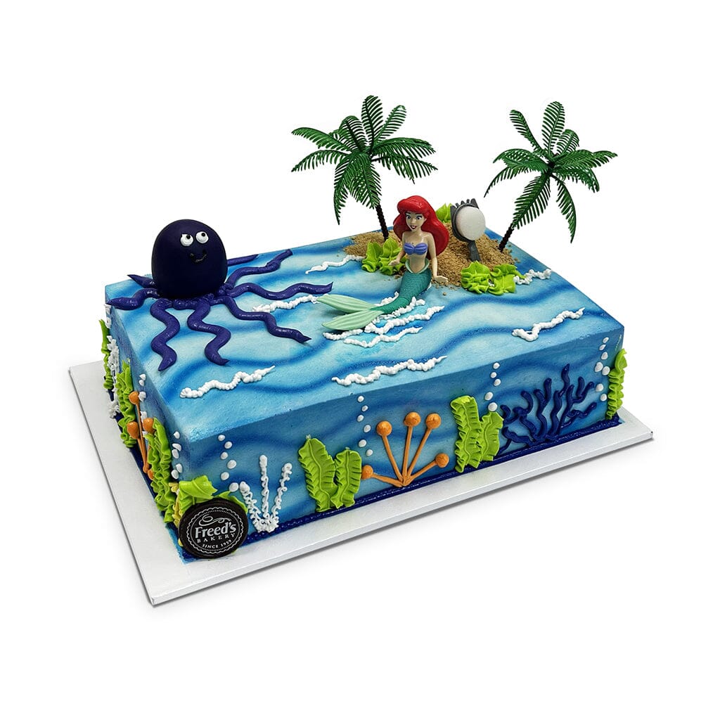 Mermaid Birthday Theme Cake Freed's Bakery 1/4 Sheet (Serves 20-25) Vanilla Cake w/ Bavarian Cream