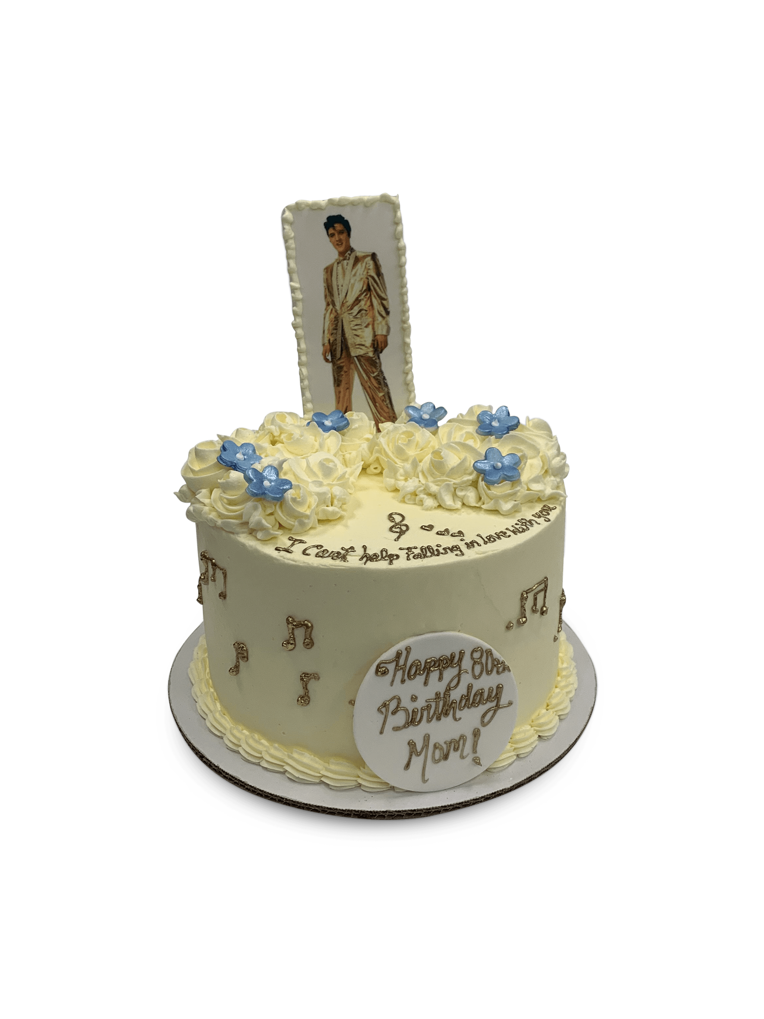 Blue Suede Floral Cake Theme Cake Freed's Bakery