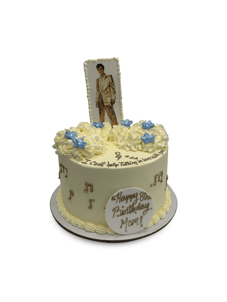 Blue Suede Floral Cake Theme Cake Freed's Bakery 