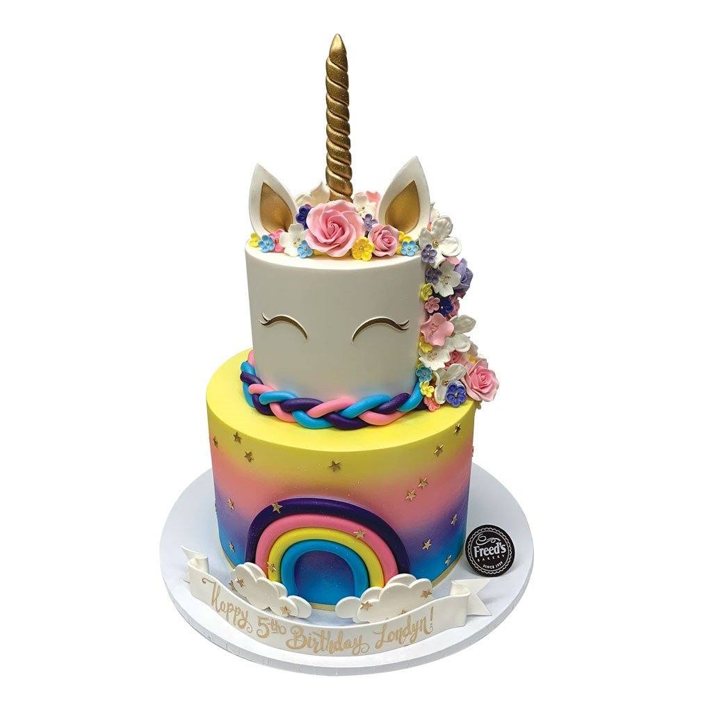 Over the Rainbow Unicorn Birthday Cake Theme Cake Freed's Bakery