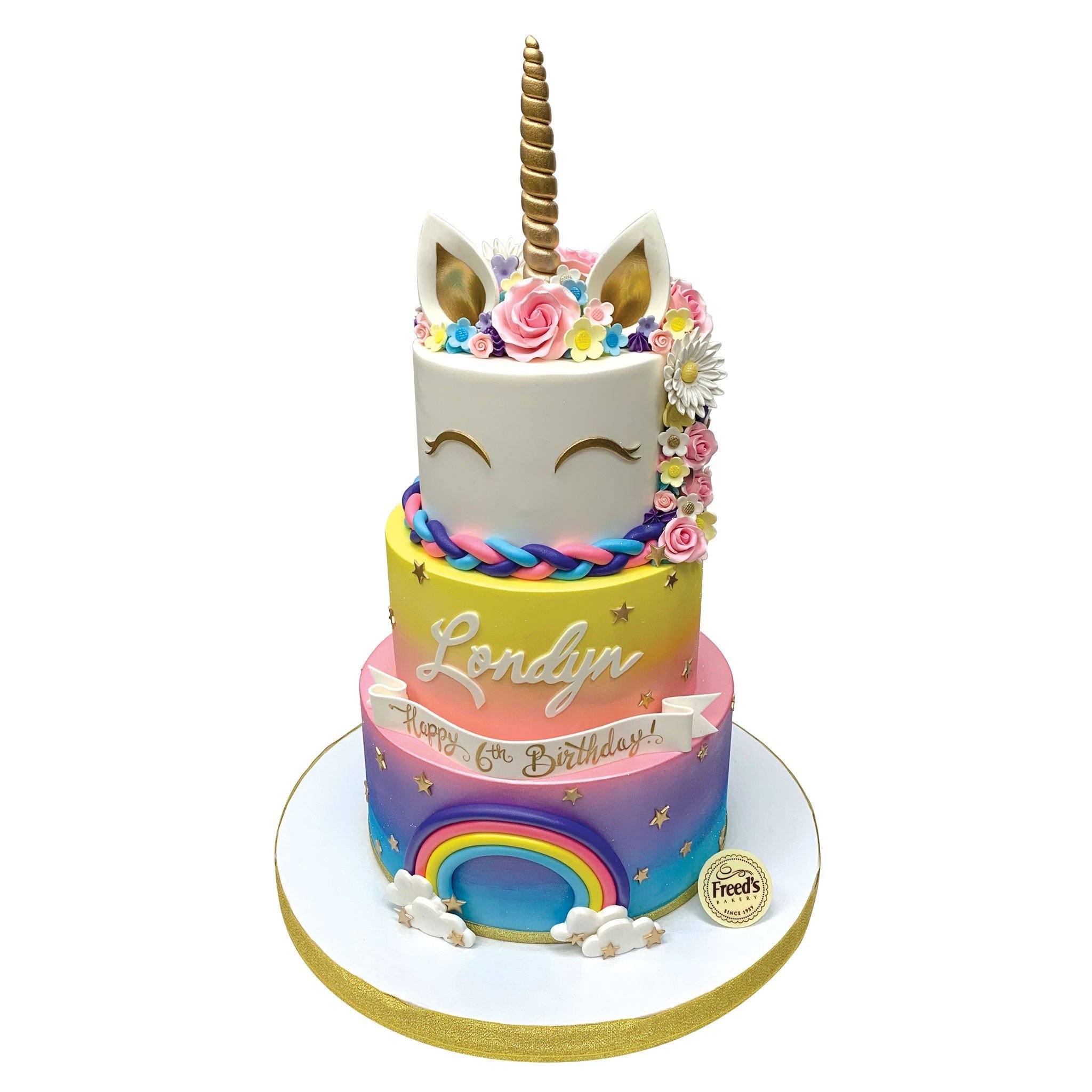 Over the Rainbow Unicorn Theme Cake Freed's Bakery