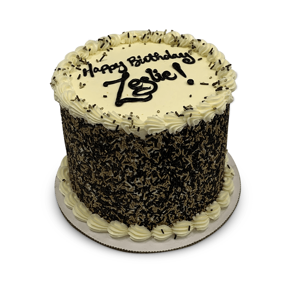 Gold and Black Sprinkles Theme Cake Freed's Bakery