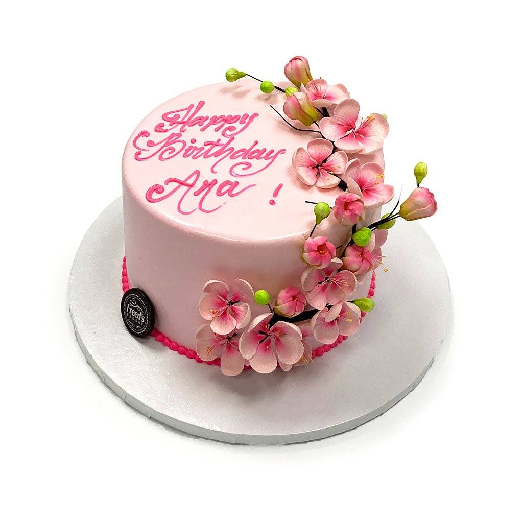 Pink Blossom Birthday Cake Theme Cake Freed's Bakery