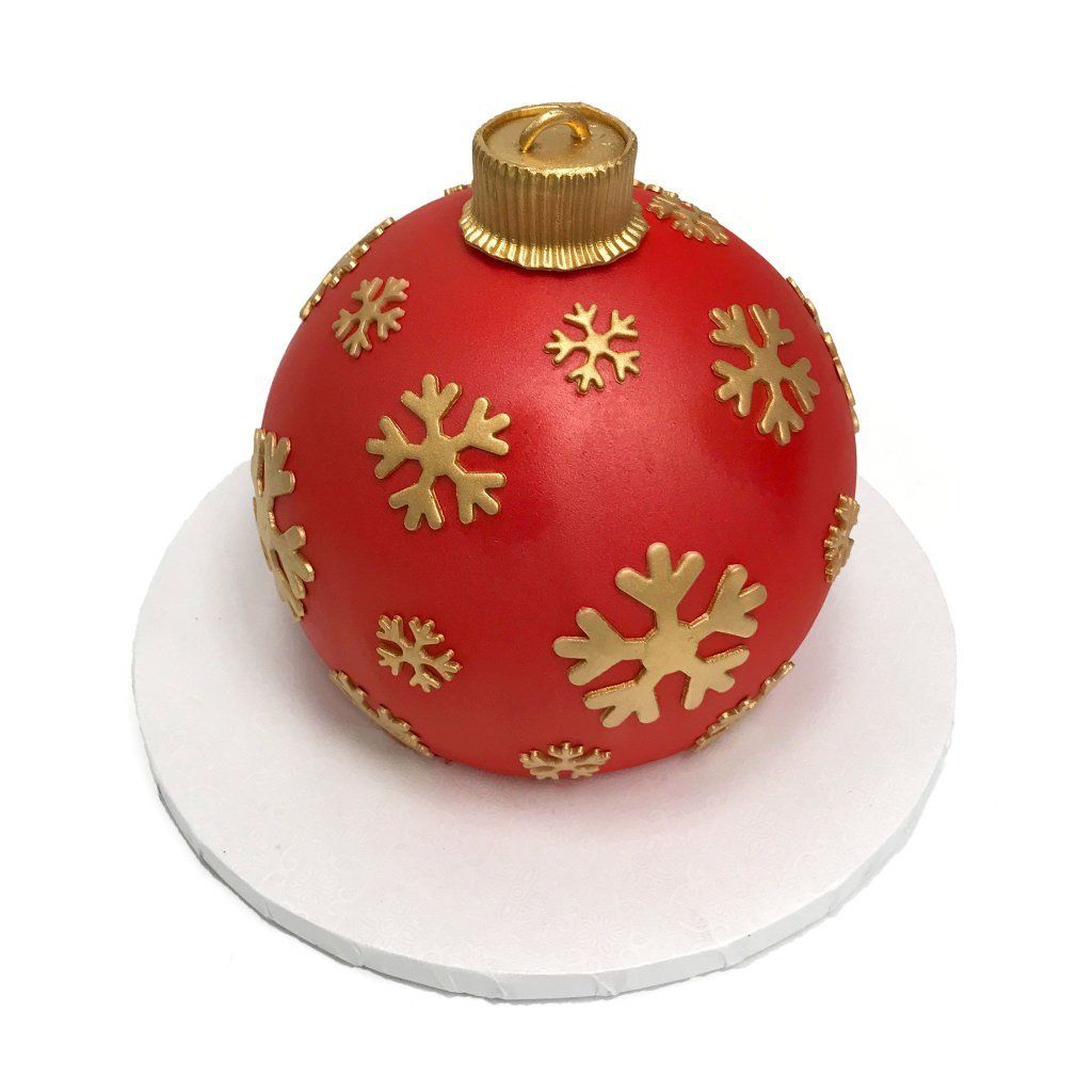 Red and Gold Ornament Theme Cake Freed's Bakery