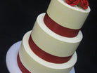 Red Ribbon Roses Wedding Cake Freed's Bakery