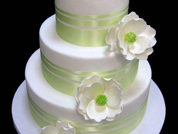 Ribbon Magnolias Wedding Cake Freed's Bakery 