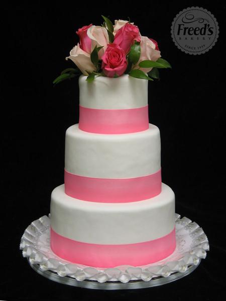 Ribbons and Roses Wedding Cake Freed's Bakery