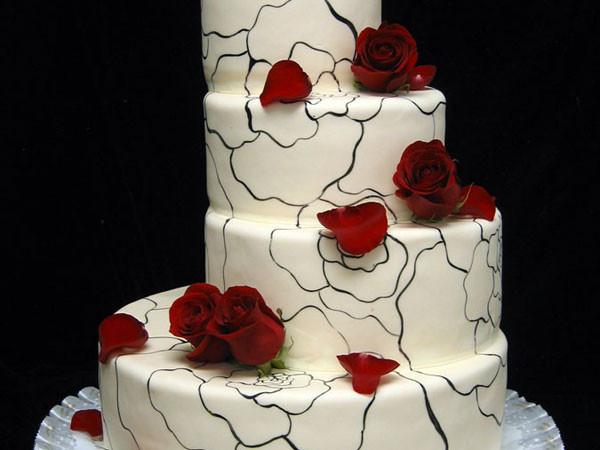 Rose Sketches Wedding Cake Freed's Bakery