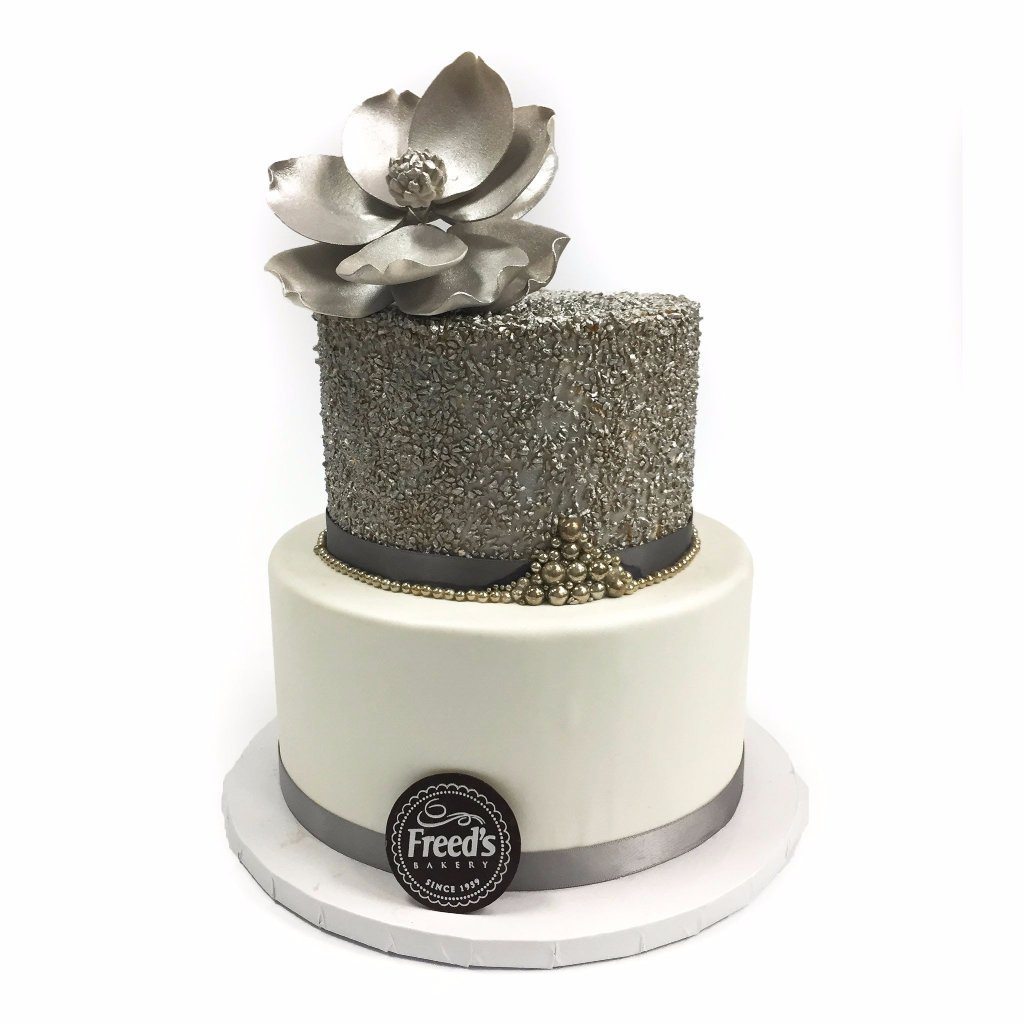 Silver Pearls Wedding Cake Freed's Bakery