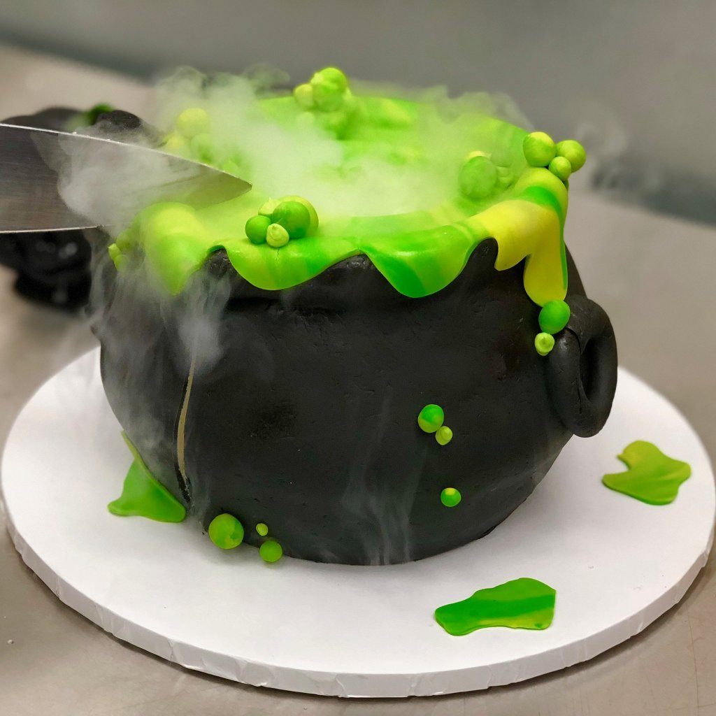 Smoking Cauldron Theme Cake Freed's Bakery 7" Round (Serves 8-10) Vanilla Cake w/ Bavarian Cream Include Cup Insert (Dry Ice Not Included)