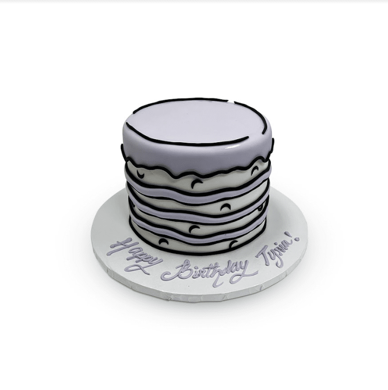 Purple Comic Icing Cake Theme Cake Freed's Bakery 