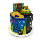 Krabby Patty Party Theme Cake Freed's Bakery 7" Round (Serves 8-10) Vanilla Cake w/ Bavarian Cream
