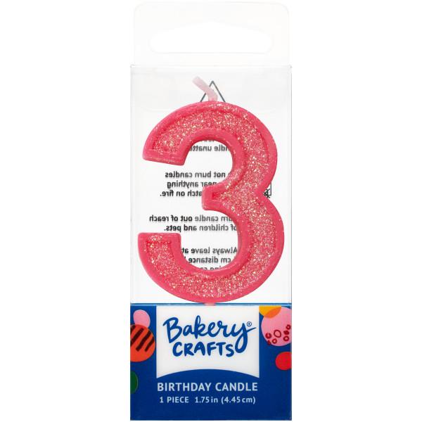 Mini Number Candle Candle Freed's Bakery Number Three Candle Pink